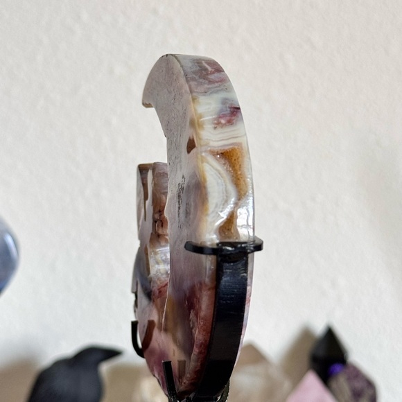 6.75” Stunning Druzy Agate Fairy On Moon Crystal Carving with stand - Picture 7 of 11